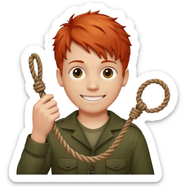 red headed boy holding a noose  sticker