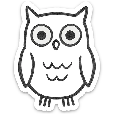 white owl, stylized minimal icon sticker