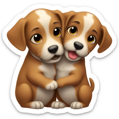 Two puppies hugging sticker