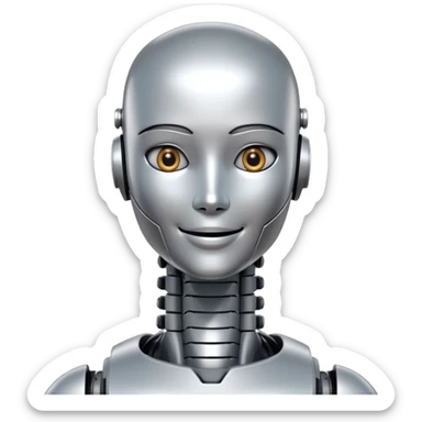 smiling Humanoid robot, face + neck sticker