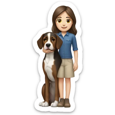 pale brunette girl holding a swiss mountain dog sticker