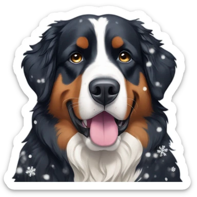 bernese mountain dog under very big snowflakes sticker