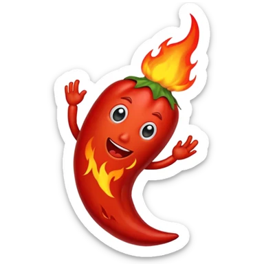red hot chili pepper with fire sticker