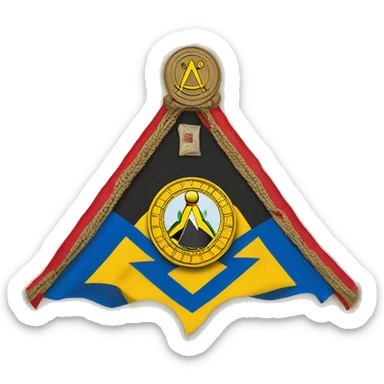 freemason square and compass all blu with letter G in center of square and compass togo and benin flag on the circle left benin and right Togo's small flag sticker