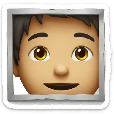 A boy hidden behind a wall holding an empty sign  sticker