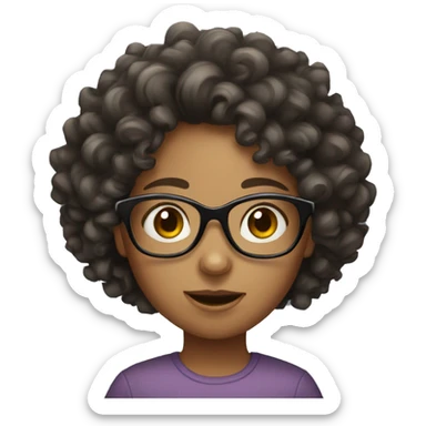 curly haired girl with glasses sticker
