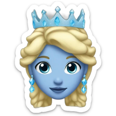 blue princess blonde hair ice crown sticker