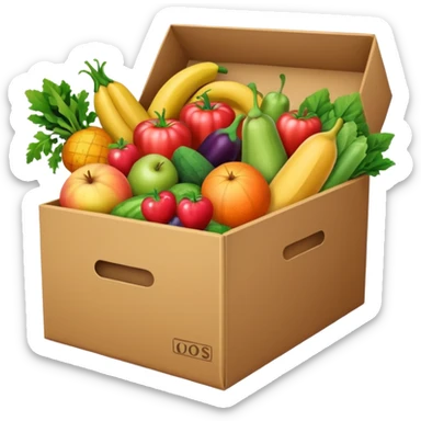 A box of groceries from the store sticker