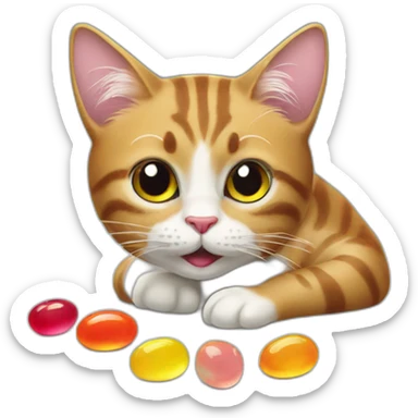Cat eating jelly beans sticker