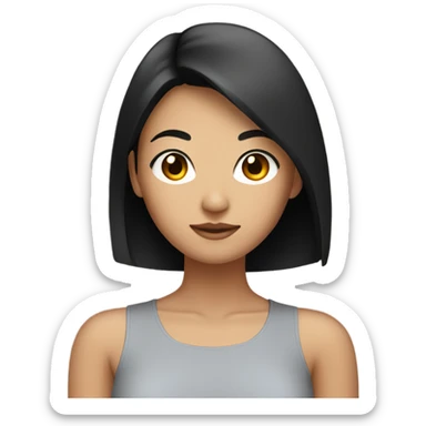 Tan Asian girl with short black straight hair sticker