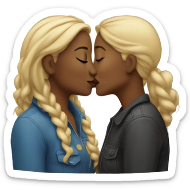 Two women smooching  sticker