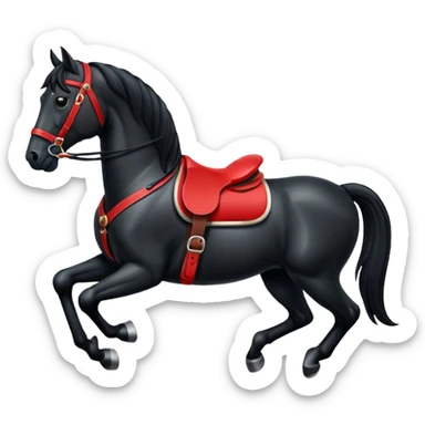 Black horse with red saddle  sticker