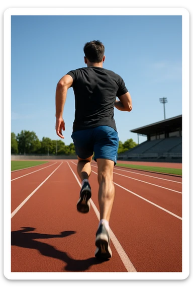 A person running on a track, viewed from behind sticker