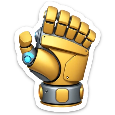 bulky robot fist, angled from below, emoji style sticker