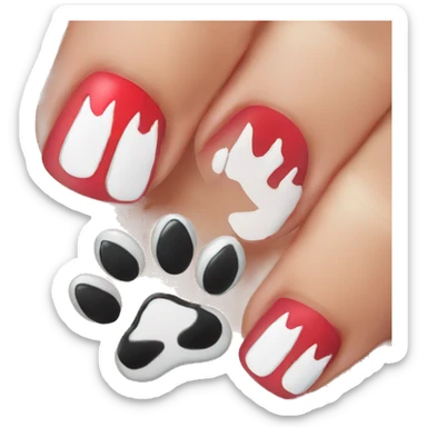 Red nails on cat paws sticker