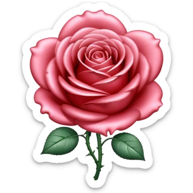 A rose emoji made of liquid silver metal minimalistic iOS emoji style, centered, sticker