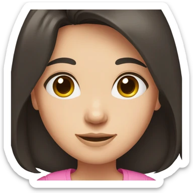 Brunette girl, Black long hair, pink shirt, fair skin sticker