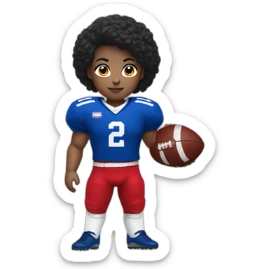 Girl with blond black hair and white skin wearing crimson and ultramarine football uniforms sticker