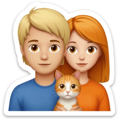 blond-hair-girl-and-brown-hair-man-and-orange-cat sticker