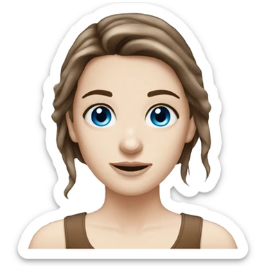 pretty white girl with brown hair and blue eyes sticker