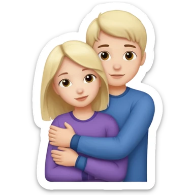 Cute girl hugging  a boy sticker