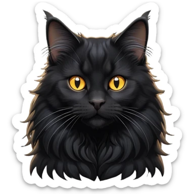 cinematic-cute black-maine-coon-cat-portrait-emoji,-head-tilted-playfully-and-inquisitively,-sleek--black-fur,-simplified-yet-adorable-features,-highly-detailed,-glowing-with-a-warm,-friendly-glow  sticker