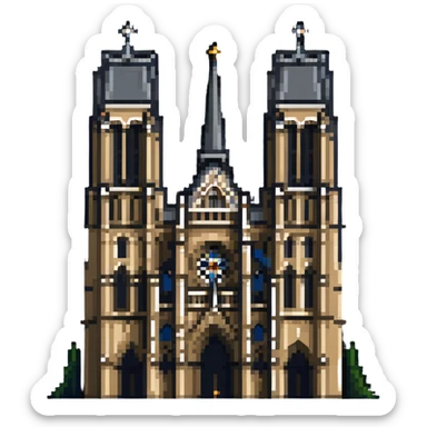 Notre Dame Cathedral in Paris with Gothic architecture and twin towers sticker