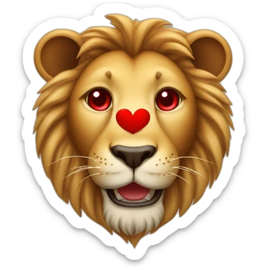 Lion smiling face with red hearts instead of eyes sticker