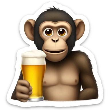 Monkey drinking beer  sticker