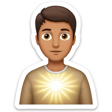 Brunette man standing with rays of light sticker