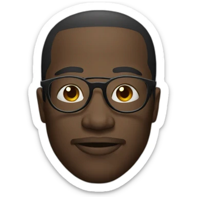 African man in round glasses sticker