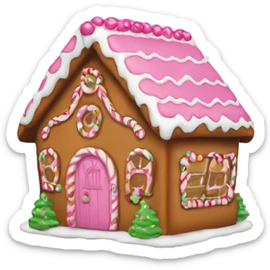 Gingerbread house pink sticker