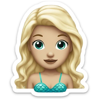 mermaid with blond straigth and short hair and blue eyes sticker