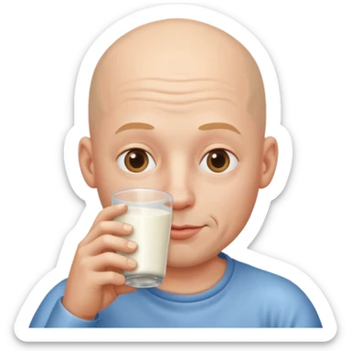 hombre calvo tomando leche sticker