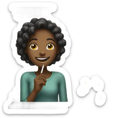 smiling girl by the window smoking sticker