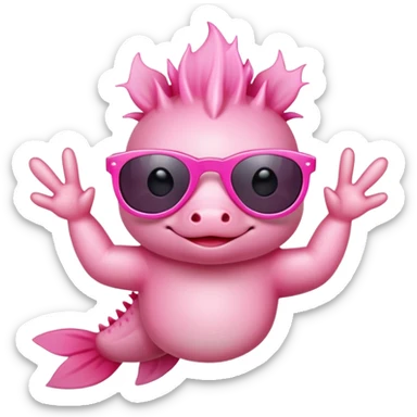 Axolotl with sunglasses and a peace sign sticker