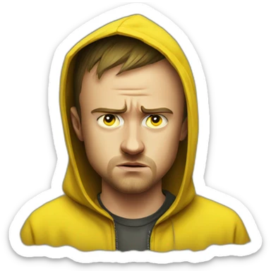 Young Jesse Pinkman sad angry yellow hood sticker