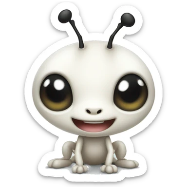 white cute ant cartoon style sticker