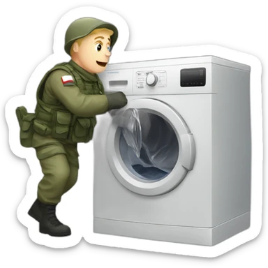 Russian soldier stealing a washing machine sticker