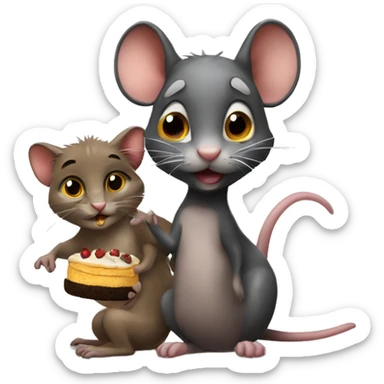 Ratón con tortu y gato sticker