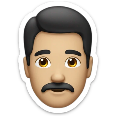 Guy with black straight hair on right side, with a little square mustach on the top of the lip sticker