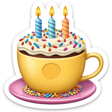 Birthday cake tea cup sticker