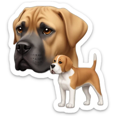 a black cane Corso with a Beagle  sticker