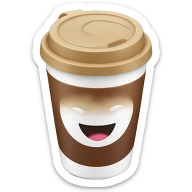 Happy coffee travel cup with steam sticker