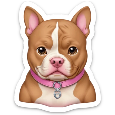Tan with white chest XL American bully with a pink collar and cropped ears sticker