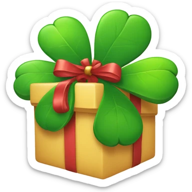 Christmas present with four-leaf clover sticker