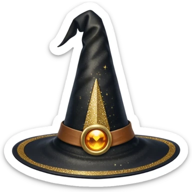 Black witch hat with glitter and golden details sticker