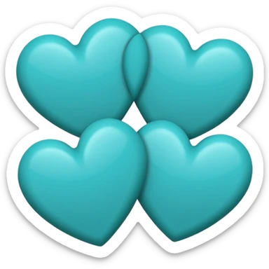 3 teal lined hearts that are hollow in the center sticker