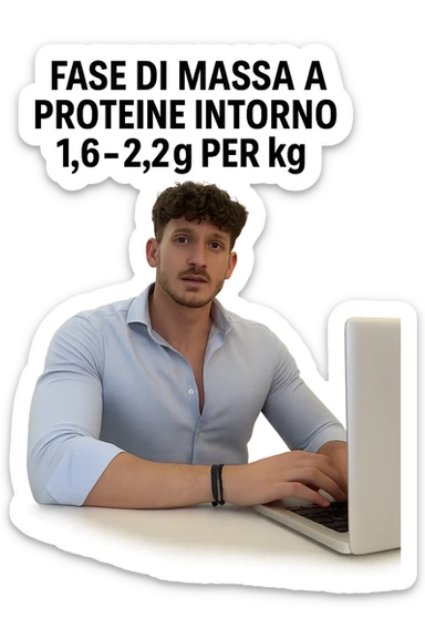 Uomo che imposta la sua fase di massa a proteine intorno 1.6 - 2.2g per kg in italiano sticker