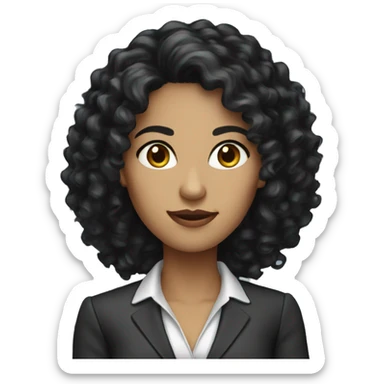 executive Long black Curly hair woman black eyes  sticker